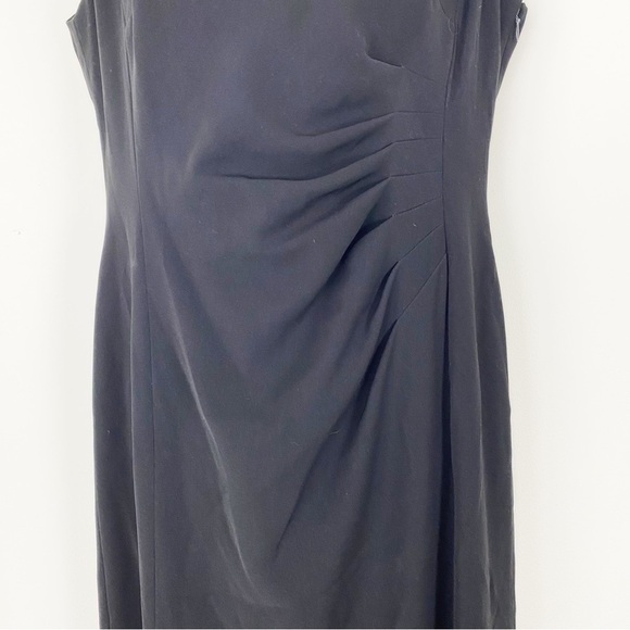 TAHARI ASL Black Full Length Gown Mesh Embellished Neckline Ruching Size 10 - Picture 3 of 6